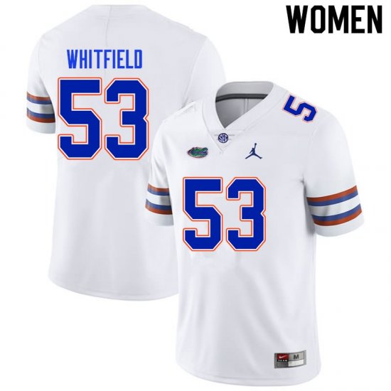 Women's Florida Gators #53 Chase Whitfield NCAA Nike White Authentic Stitched College Football Jersey ECU4162SW